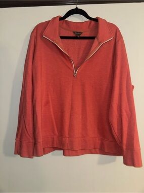 Woman’s Half-Zip Pullover Sweater - Coral